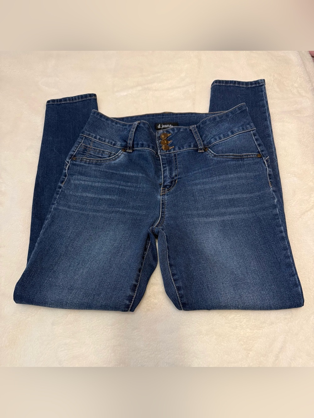 d. jeans Women’s Mid-Rise Dark Blue Skinny Jeans, Size 10